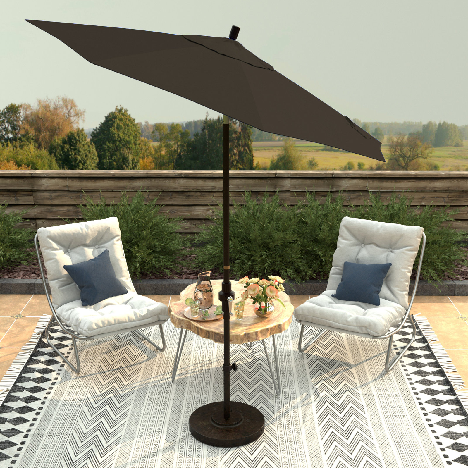 Che 90'' Outdoor Umbrella, Mocha Performance Canvas