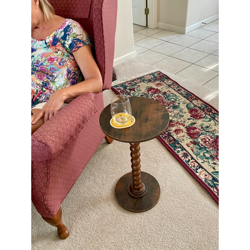 Modern Accent Table Martini Table with Solid Wood Leg Round End Tables Side Table, Brown