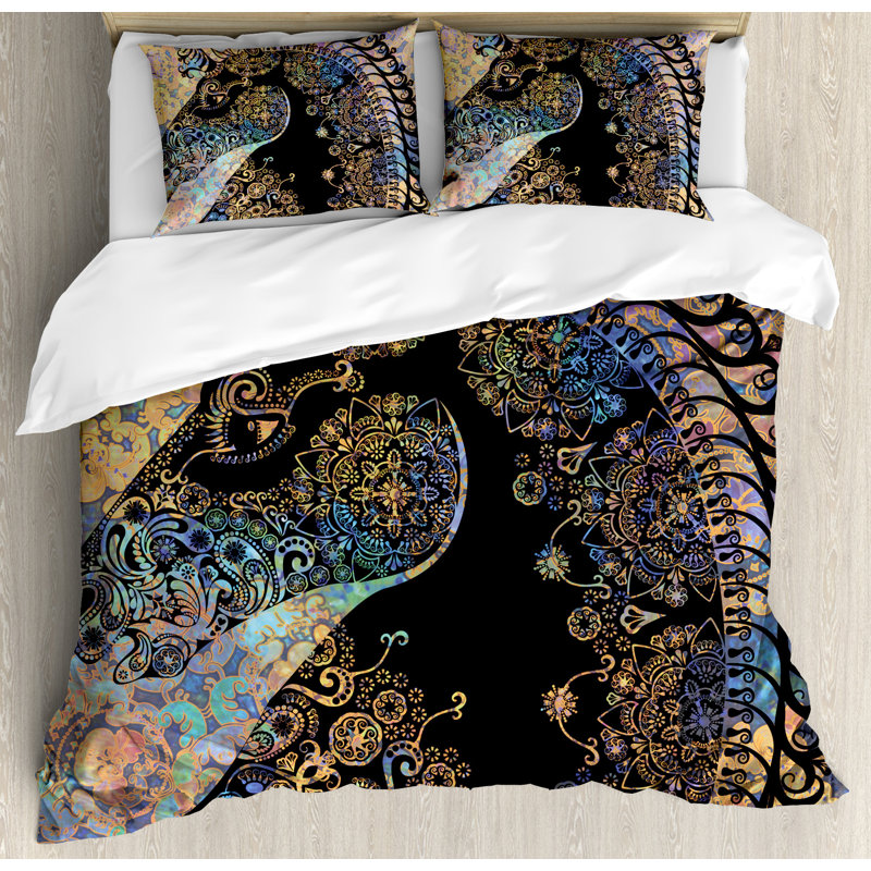 Unicorn Traditional Polyester Floral Duvet Cover, Queen