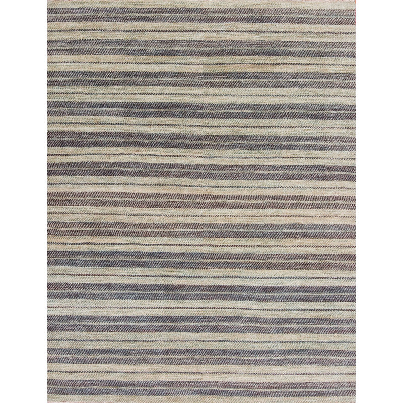 Textures Hand Knotted Wool Striped Area Rug, Rectangle 6' x 9'