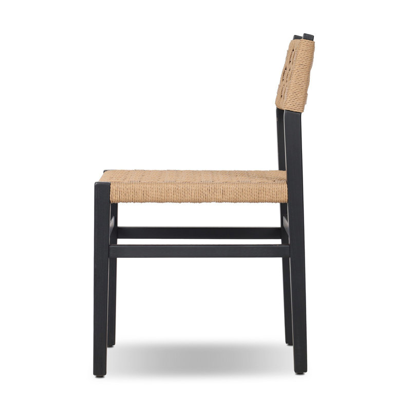 Mallory Woven Dining Chair, Distressed Black Ash