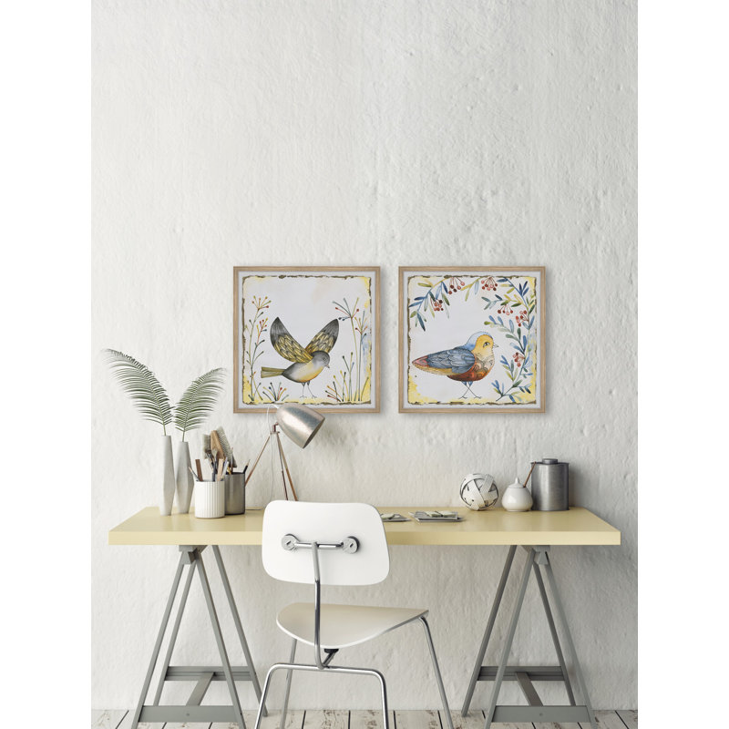 Birds of Spring par Marmont Hill - ensemble de 2 reproductions de cadres photo, H 12 po x l 12 po x P 1,5 po