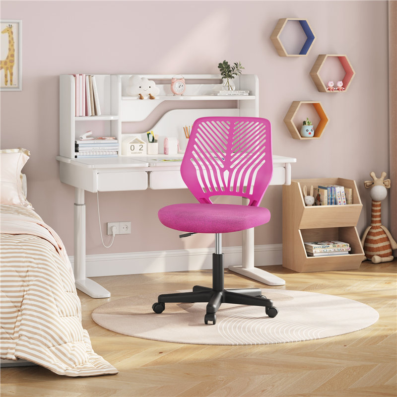 Rubin Mid Back Armless Office Chair, Rose Red