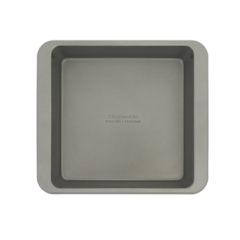 9In Nonstick Aluminized Steel Square Cake Pan, Contour Silver, Gray