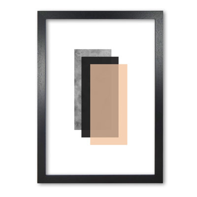 Peach and Black Abstract Rectangles 1 Piece Single Picture Frame Wall Art