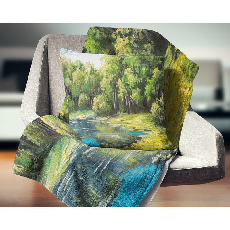 Oreiller paysage paysage d'été, 18 po x 18 po, Rectangulaire
