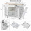 Îlot de cuisine cannelé avec armoire de rangement pour poubelle, prise de courant, support de rangement interne, îlots de cuisine roulants sur 5 roues avec 3 tiroirs, 3 supports latéraux ouverts pour poubelle de 10 gallons, blanc-351402770