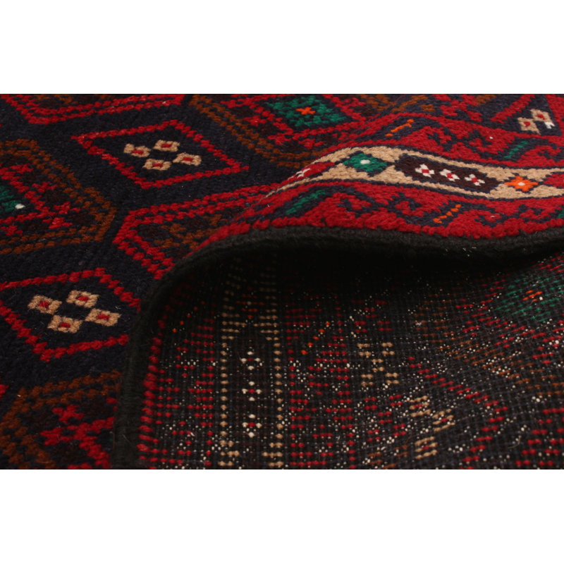 One-of-a-Kind 3'2" X 6'1" 1980s Wool Area Rug in Red
