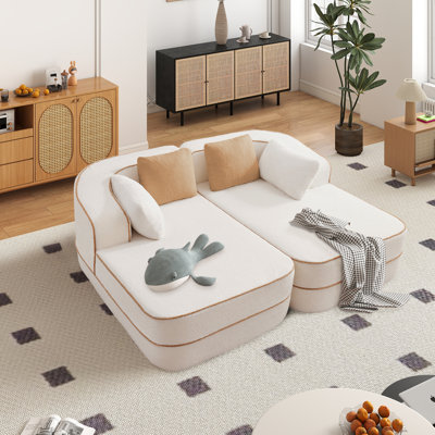 Oversize Sofa Teddy Fabric No Assembly 32D High Density Sponge Boneless Sofa Fluffy Comfy Couch