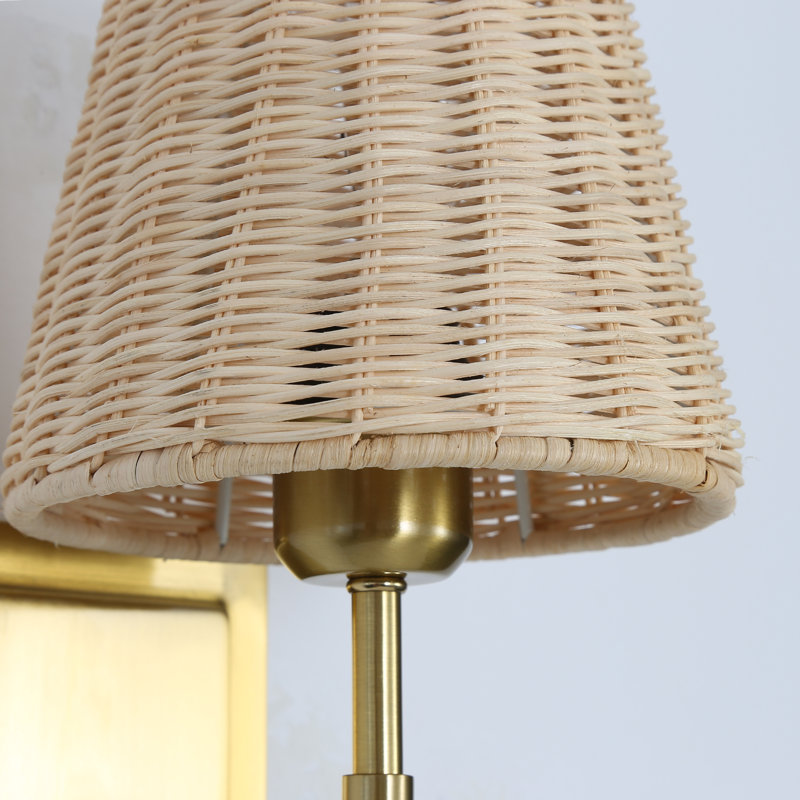 Black Base Rattan Wall Lamp(Set Of 2), Or