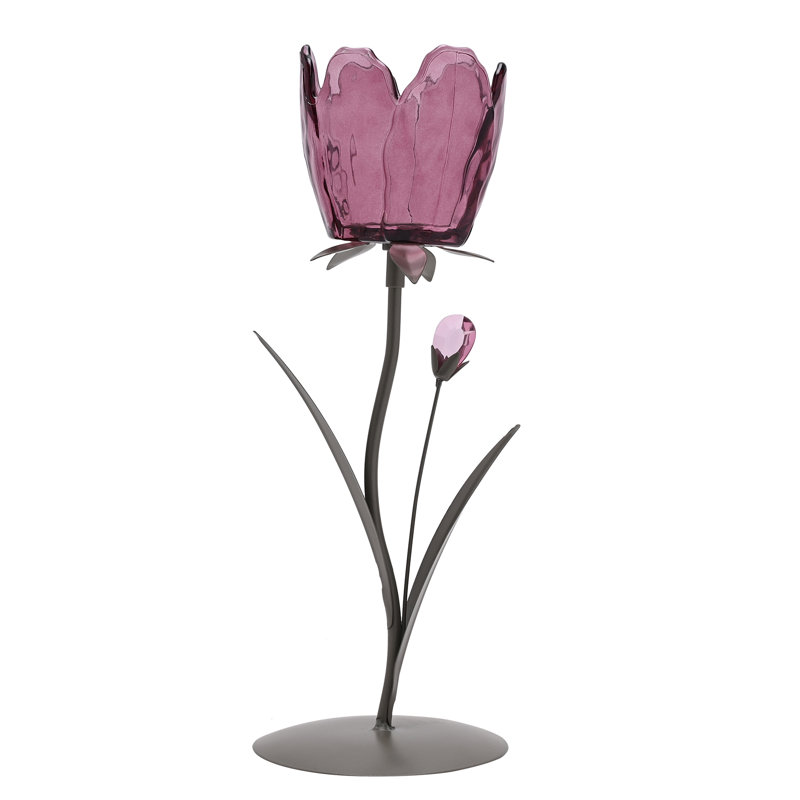 28.5Cm Glass Metal Tabletop Votive Holder