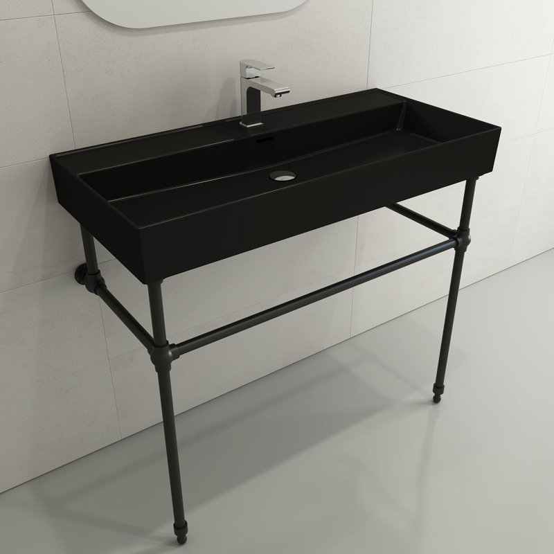 Milano Bathroom Sink, Matte Black, Matte Black