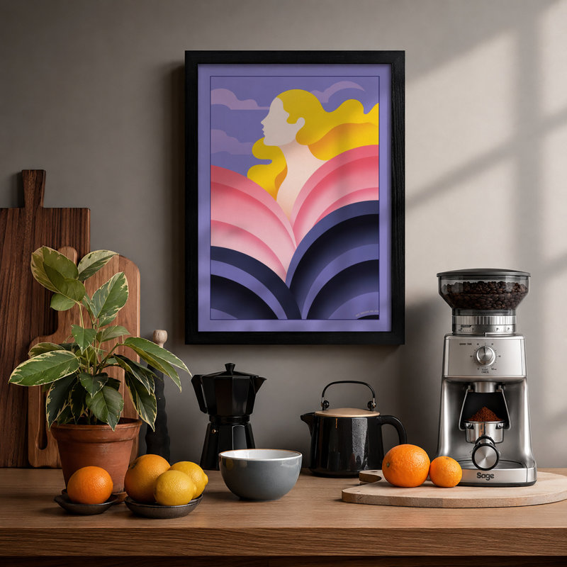 Contemplation in Layers Modern - Framed Print, A4 - 29.7 x 21.0 cm, Black
