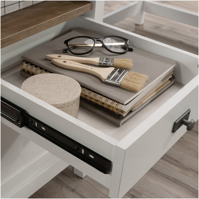 Bureau en L, finition blanche