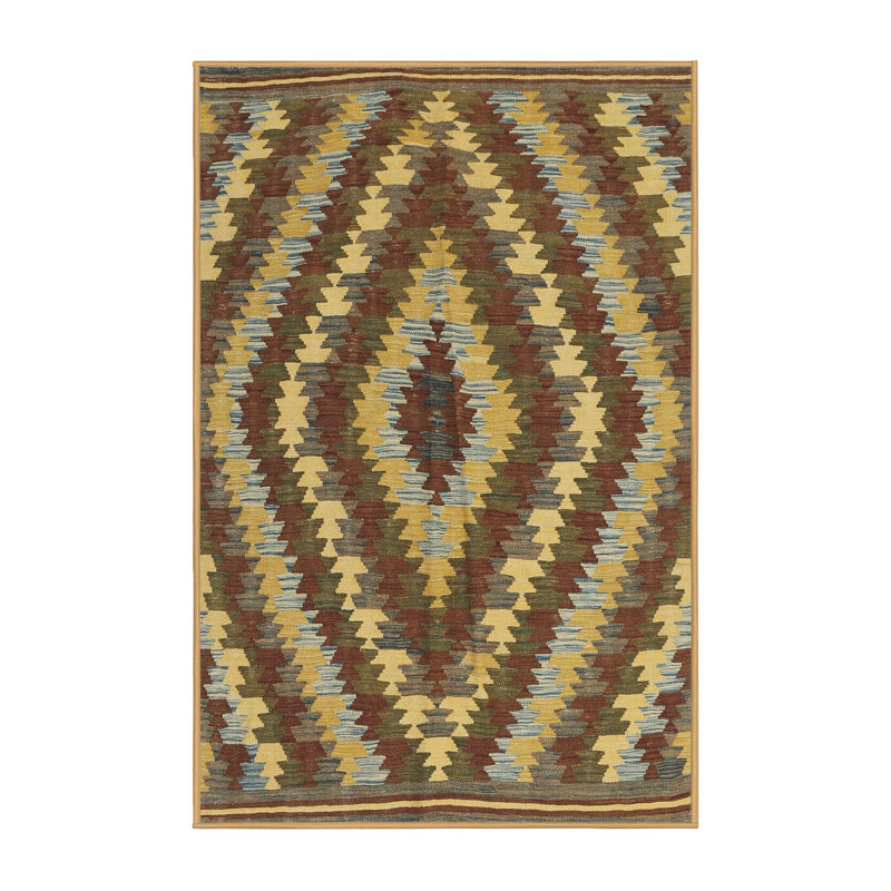 Tapis contemporaine brun/crème/gris, Rectangle 5 pi x 7 pi