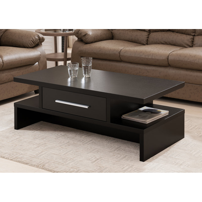 Aghalee Trestle Coffee Table with Storage, Black