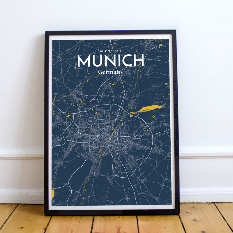 Munich City Map - No Frame Print, 43.2cm H x 27.9cm W x 0.13cm D