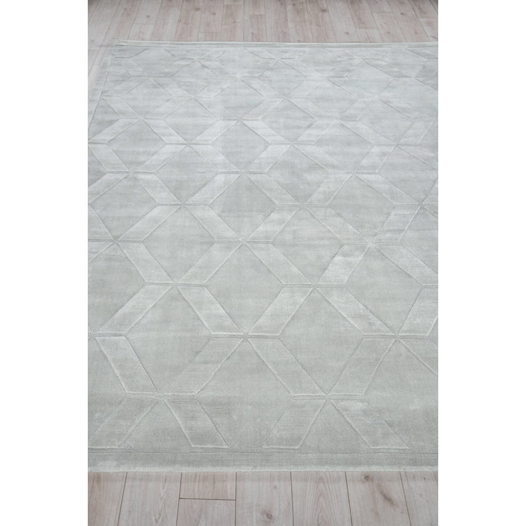 Brunello Modern Rectangle Area Rug in Light Silver