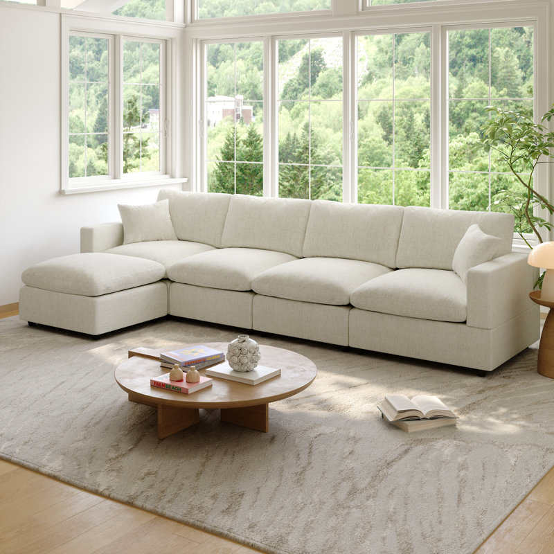 Canapé modulaire Cloud Couch, canapé modulaire convertible à siège profond pour le salon, canapé modulaire rembourré en duvet moelleux avec repose-pieds mobile