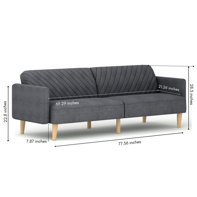 Canapé-lit convertible 77,56 po Celeste, Mélange de lin gris foncé