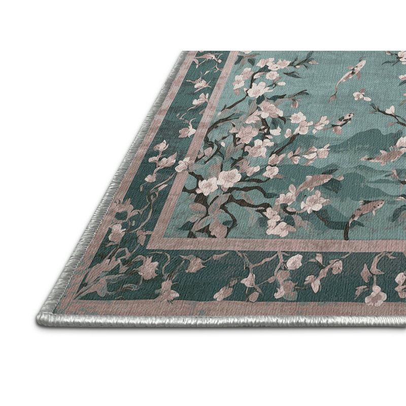 Machine Washable Green Area Rug, Round 3'