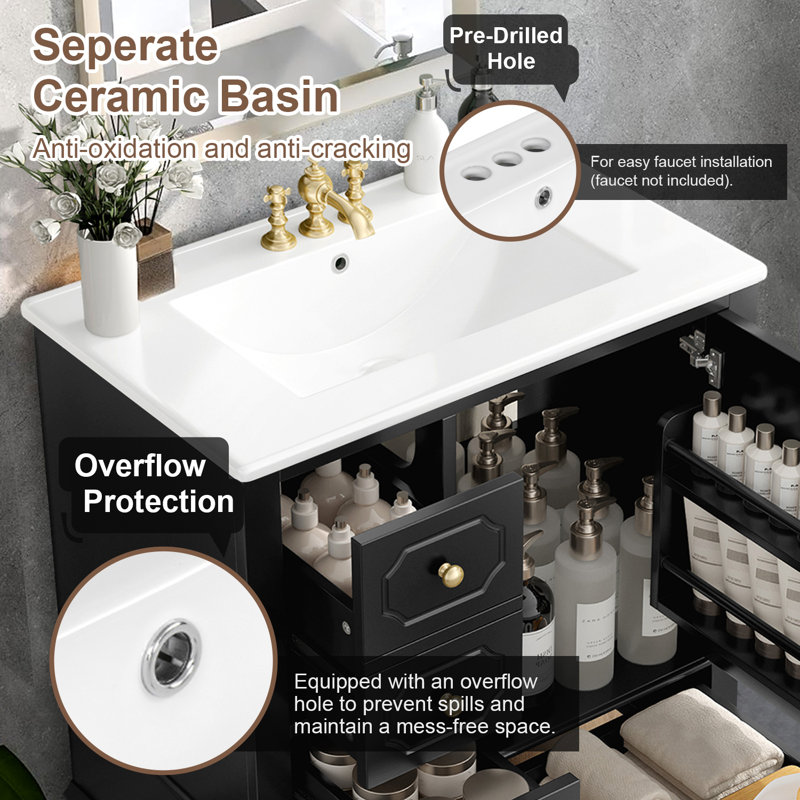 30'' W Single Vanity, Black