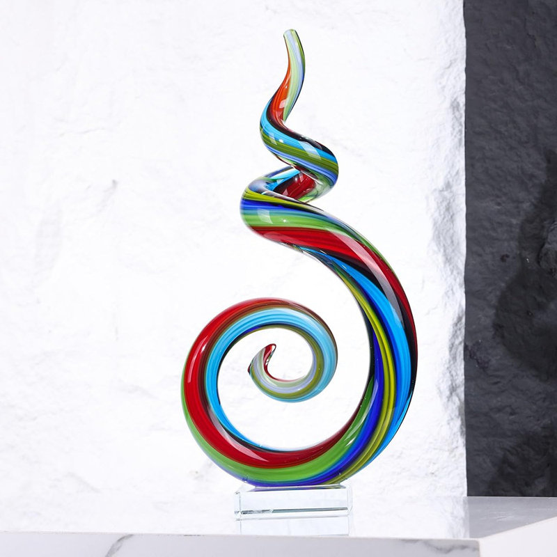Sculpture en verre soufflé à la main 13,7 po