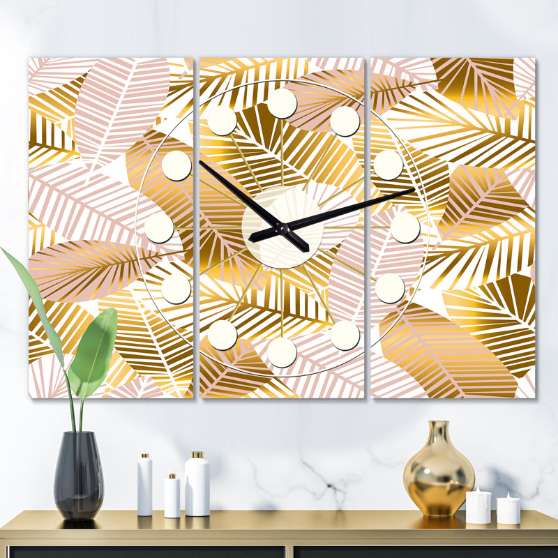 Horloge murale surdimensionnée à feuilles de palmier ii Mid-Century