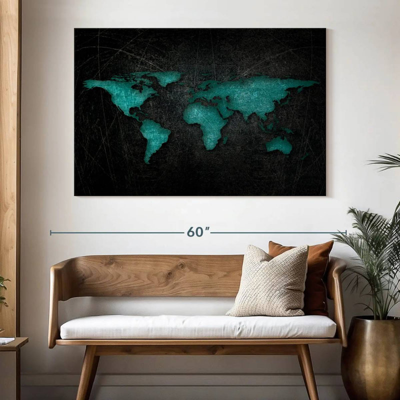 Carte du monde Aliaz XXII, H 34 po x l 51 po