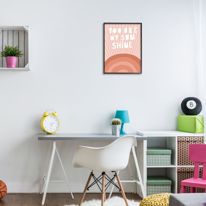 «My Sunshine Motivation», orange, rosé, arc-en-ciel, H 16 po x l 20 po, Giclée encadrée noir minuit