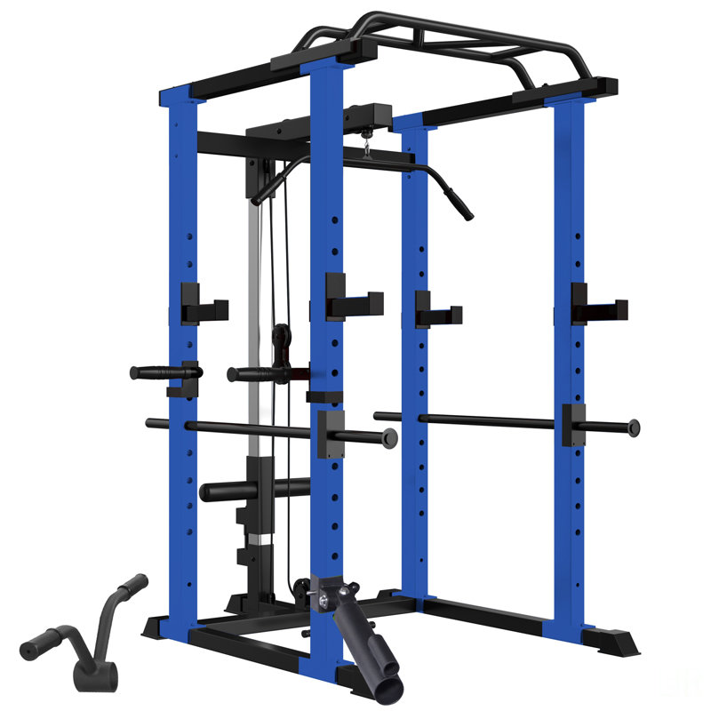 Cage de puissance multifonctionnelle, support ajustable à la maison avec capacité de charge de 1000 lb, Noir / Bleu
