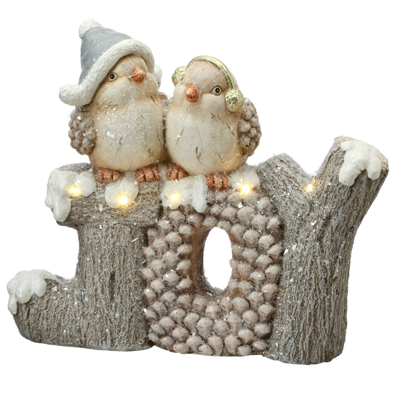16 "JOY" pré-éclairé avec oiseaux Figuerine