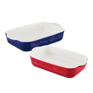 Disney Home Bon Voyage Ceramic Baker Set / Baking Dishes, Rectangular, 2 Pieces, Mixed Colors