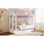 Lits jumeaux avec lit gigogne de rangement, bois de pin en MDF, chambre moderne blanche et violette-1401407281