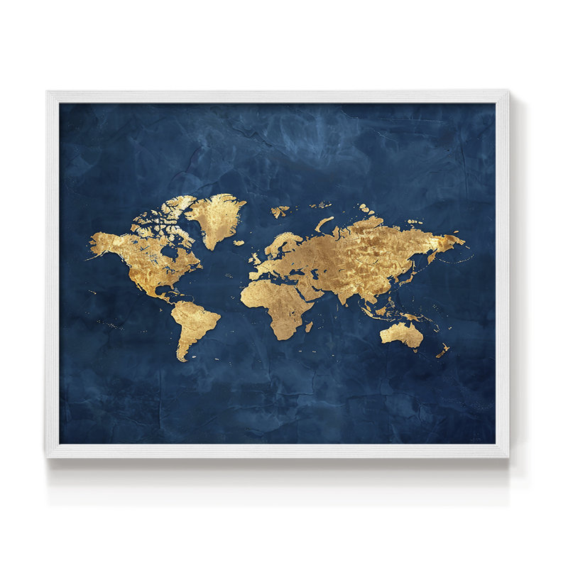 Map Series-XII -Framed Print - Restickable, 8" H x 10" W, Blanc