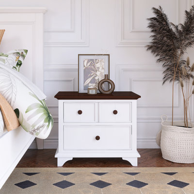 Wooden Nightstand End Table In White With 2 Drawers by Red Barrel Studio