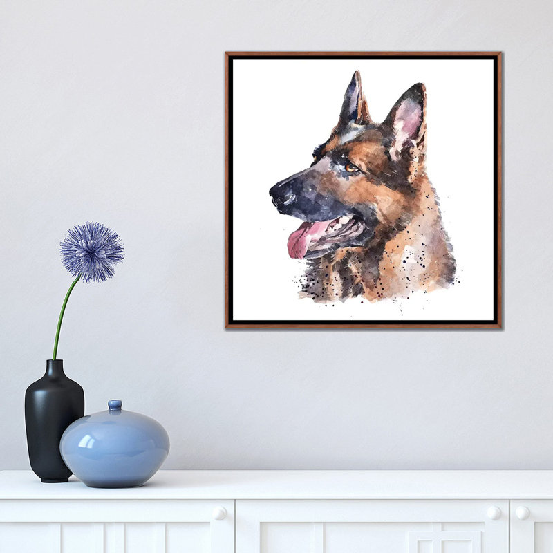 « German Shepherd I » par Edwatercolours-impression, Pas de tapis, H 18 po x l 18 po x 1,5 po