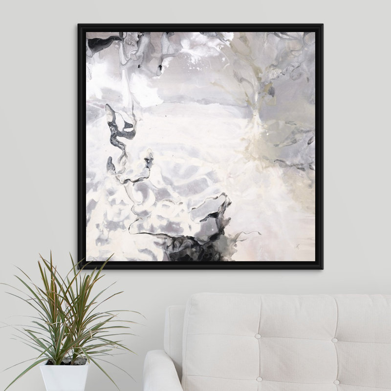 « tone on tone », peinture sur toile, Cadre flottant noir, H 31,7 po x l 31,7 po x P 1,75 po