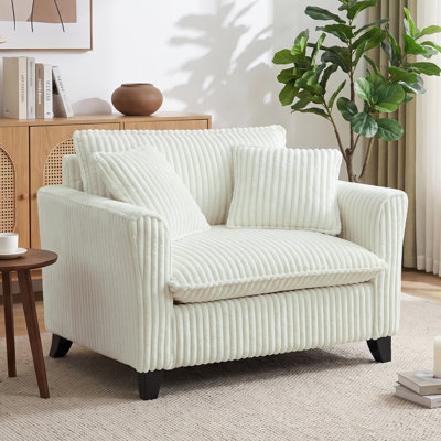 Fauteuil 46,5 po en velours côtelé avec accoudoirs surdimensionnés et siège profond