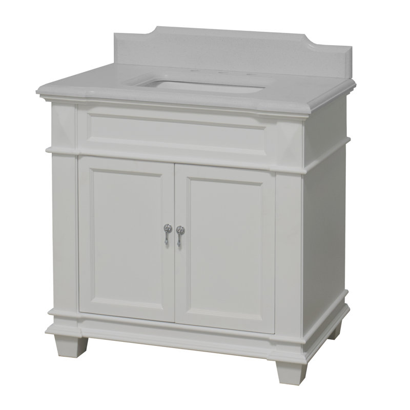 Ensemble de meuble-lavabo simple 36 po Aoibhin, Blanc, Quartz blanc
