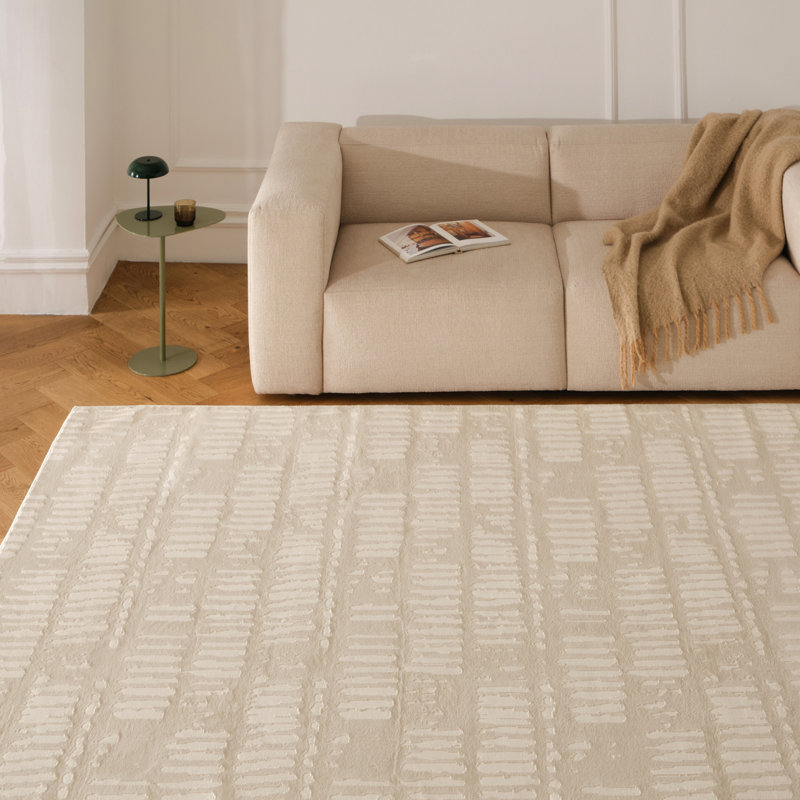 Tapis lavable Shell, Beige os, Tapis de couloir 2 pi 7 po x 12 pi 2 po