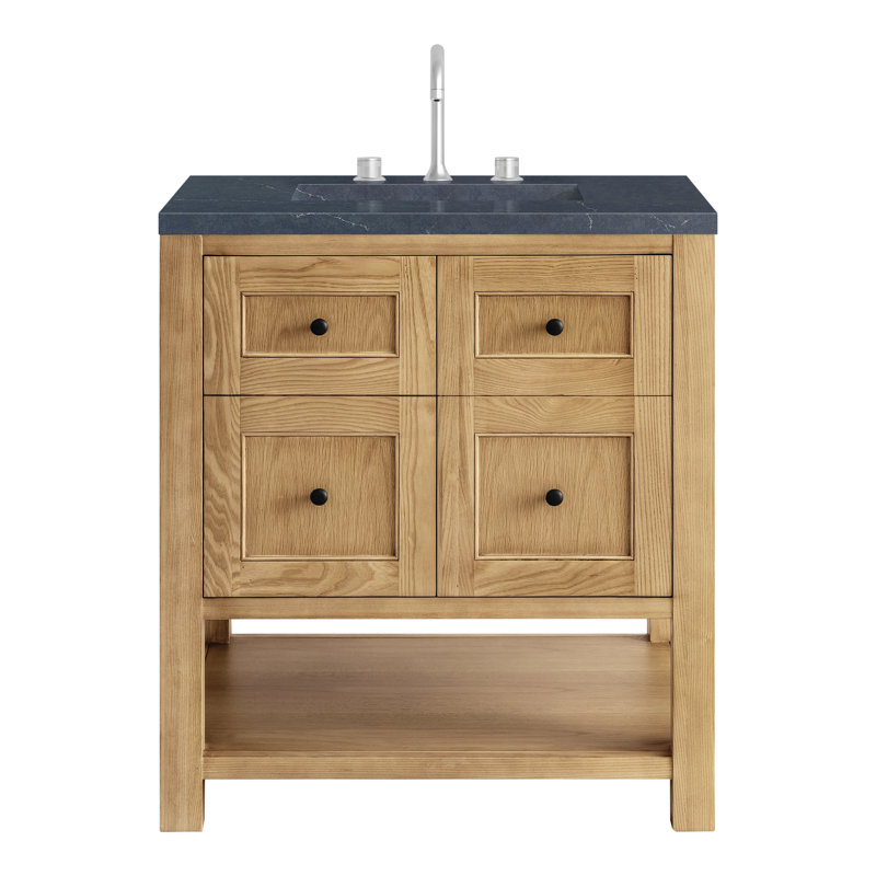 Breckenridge 30'' Single Bathroom Vanity with Top, Charcoal Soapstone, Light Natural Oak, 8" Widespread