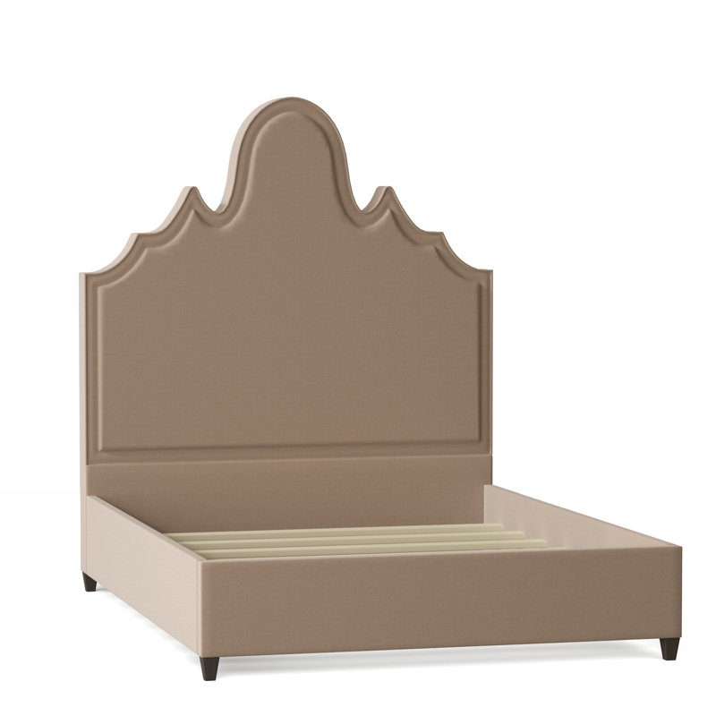 Amalie Upholstered Bed, Queen, Bella Black Performance Velvet, Brown Mahogany