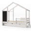 Lit simple avec tableau noir et amp; Tiroirs - Deux options d'assemblage, blanc (80,1 po x 41,9 po x 72 po, pin + contreplaqué + panneau de fibres à densité moyenne, aucun sommier requis, support solide)