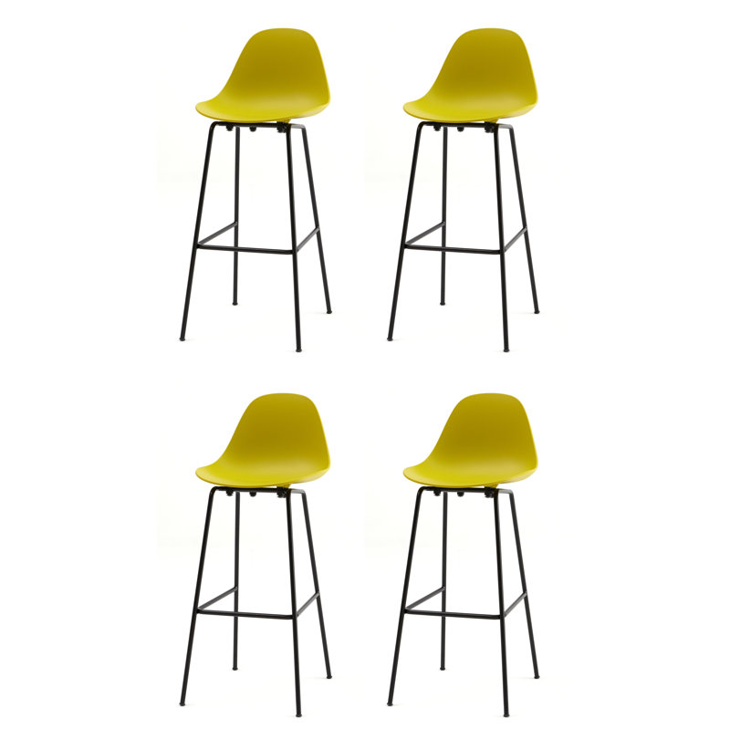 Tabouret de comptoir TA - Noir - Base noire, Noir, Tabouret de comptoir (siège d'une hauteur de 25,6, Moutarde