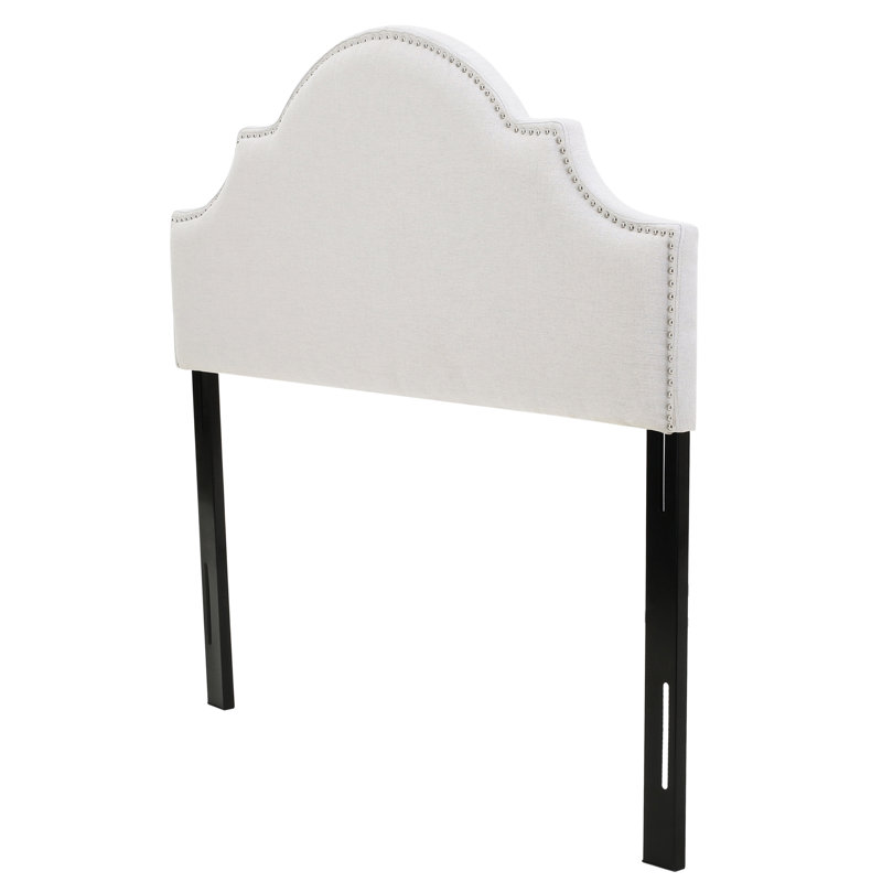 Queen & Full Sized Headboard - Charming Arched Silhouette, Nailhead , Adjustable Height, Cozy Fabric Stylish Trim, Feet,