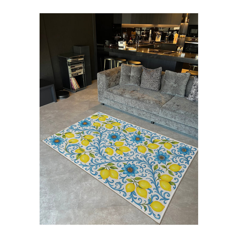 Tapis bleu Mosso, 4'7" x 6'7"