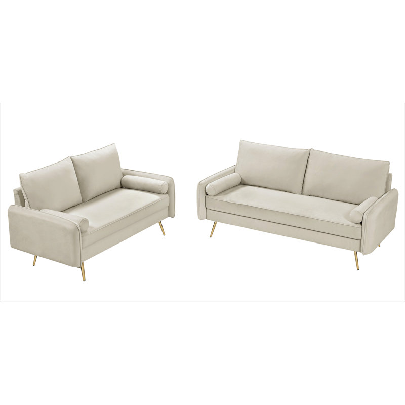 Ensemble de salon configurable en velours 2 pièces Drenda, Blanc