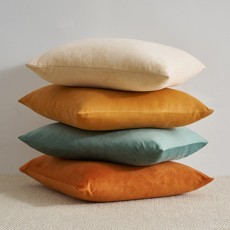 Velvet Throw Pillow Covers,Contrasting colors Pillows Decorative Set of 4, Orange Teal, Square 16"