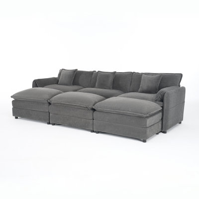 Grey Modular Sectionals, Oversized Chenille Sleeper Sofa For Home Comfort